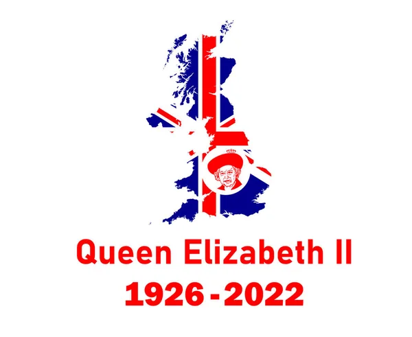 Queen Elizabeth Portrait Gesicht 1926 2022 Rot Mit Britischer Flagge — Stockvektor