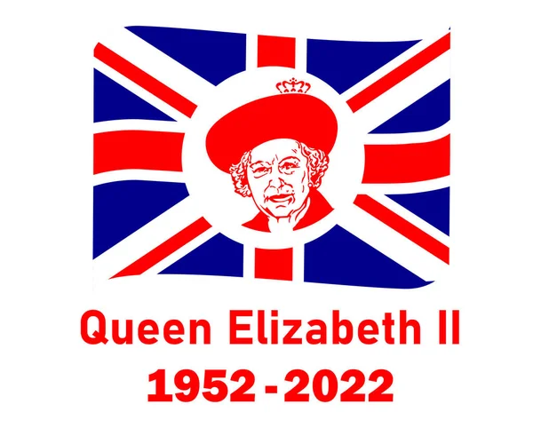 Queen Elizabeth Portrait Face 1952 2022 Red British United Kingdom — Stock Vector