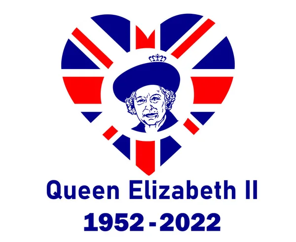 Портрет Королевы Елизаветы 1952 2022 Blue British United Kingdom Flag — стоковый вектор