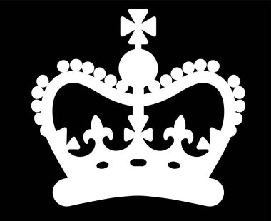 Beyaz Taç Sembol Simgesi Simgesi Vektör İllüstrasyon Soyut Tasarım Elementi Siyah Arkaplan