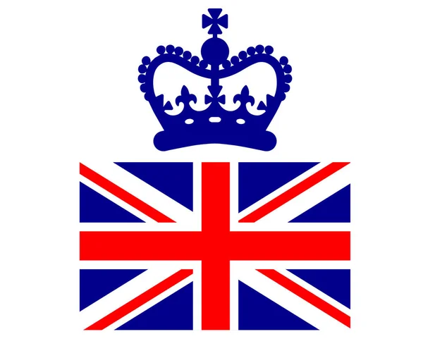 Niebieska Korona Brytyjską Flagą Zjednoczone Królestwo Flaga Narodowa Europa Godło — Wektor stockowy