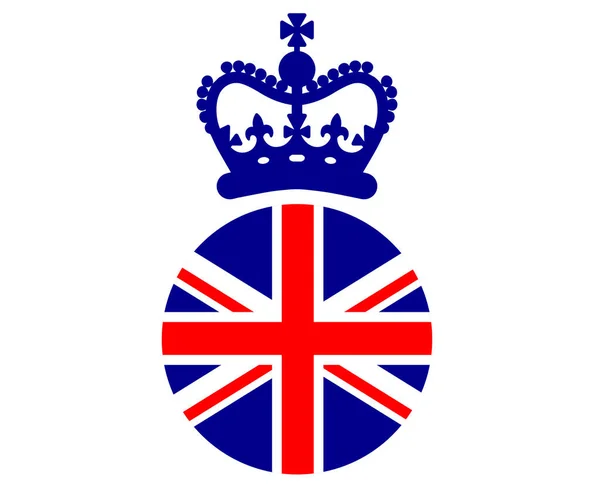 Bir Mavi Crown Britanya Birleşik Krallığı Ulusal Avrupa Amblemi Bayrak — Stok Vektör