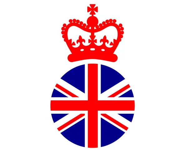 Bir Kızıl Taç Britanya Birleşik Krallığı Ulusal Avrupa Amblemi Bayrak — Stok Vektör