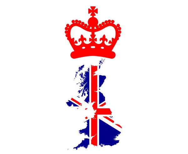 Red Crown British United Kingdom Flag Map National Europe Emblem — Stockvector