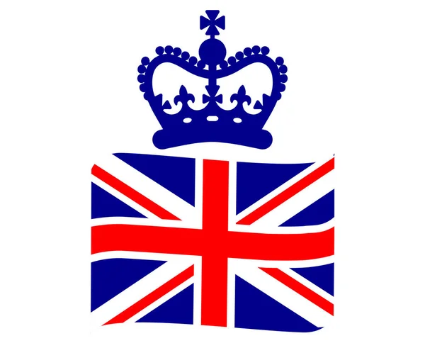 Niebieska Korona Brytyjską Brytyjską Flagą Wstążka National Europe Godło Ikona — Wektor stockowy