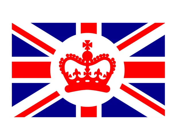 Britská Velká Británie Vlajka Červenou Korunou Národní Symbol Evropy Ikona — Stockový vektor