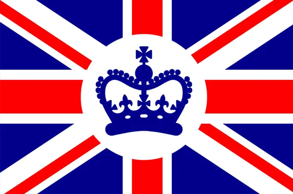 Drapeau Emblématique Royaume Uni Britannique Avec Une Couronne Bleue Symbole — Image vectorielle