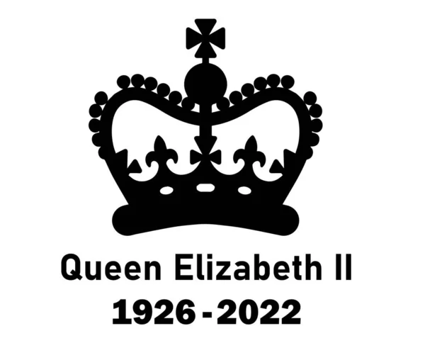 Queen Elizabeth Crown 1926 2022 Símbolo Negro Icono Vector Ilustración — Vector de stock