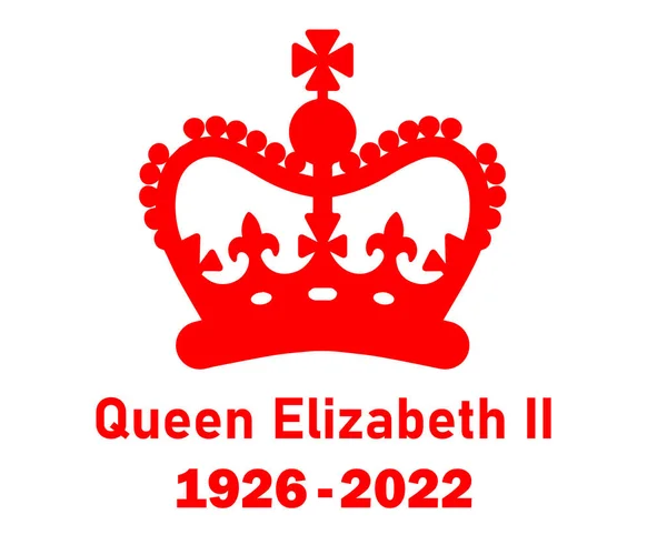 Couronne Reine Elizabeth 1926 2022 Symbole Rouge Icône Illustration Vectorielle — Image vectorielle