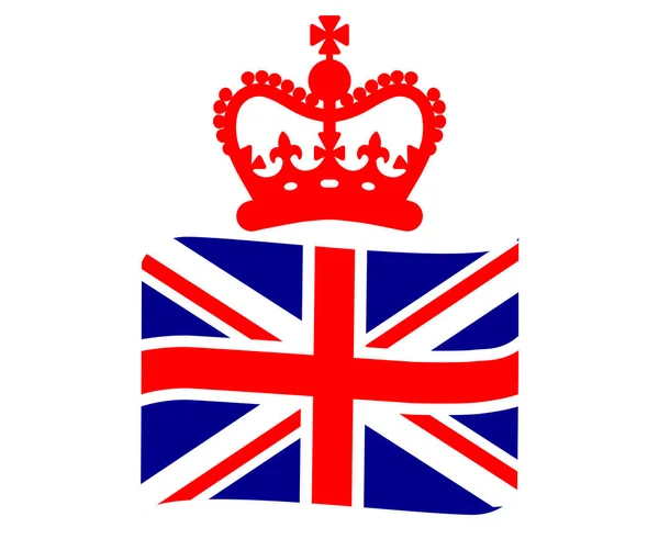 Czerwona Korona Brytyjską Brytyjską Flagą Wstążka National Europe Godło Ikona — Wektor stockowy