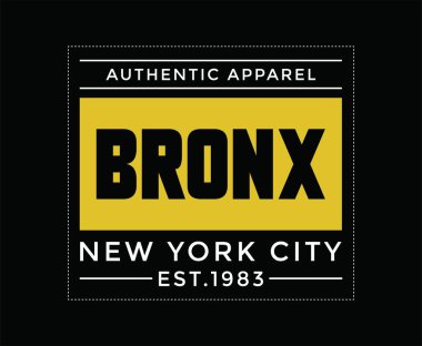 Bronx New York Şehri Tipografi Vektör Tişört Tasarımı 