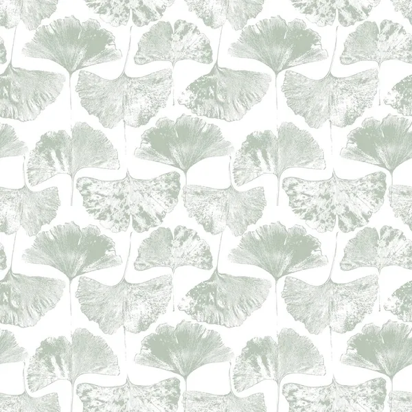 Bleke groene Ginkgo Biloba bladeren naadloos patroon — Stockfoto