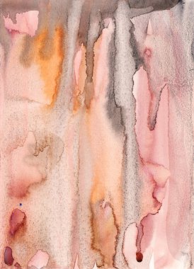 Suluboya soyut desen. Kırmızı, gri, turuncu, kahverengi sıçrama ve çizgili arkaplan dokusu