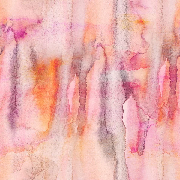 Abstrakcyjny bezszwowy wzór akwareli. Różowe, szare, pomarańczowe paski i plamy tekstury tła — Zdjęcie stockowe