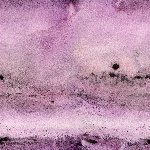 Abstrakcyjny bezszwowy wzór akwareli. Purpurowe i czarne plamy tekstury tła — Zdjęcie stockowe