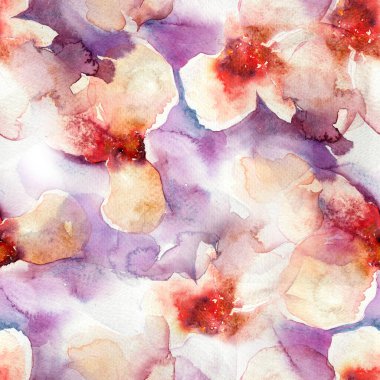 Pastel çiçekler, sulu boya, soyut, pürüzsüz desen. Pembe ve mor narin kadınsı arkaplan dokusu