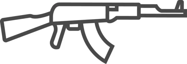 Rifle Kalashnikov. Icono de línea militar ejército — Vector de stock