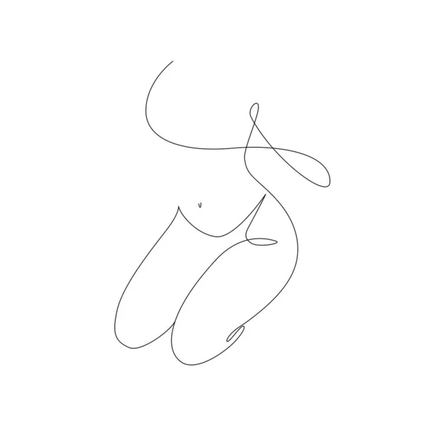 Elegant line art of erotic woman figure. Silhouette of female in contemporary one line style. Design element for for cosmetics advertising, posters, wall art, stickers. — Stockvector