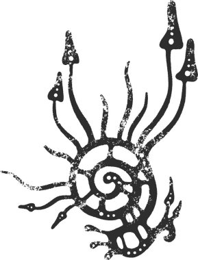 Boho karalama mantarları, etnik süslemeli siyah-beyaz çizimler. Meyveli kabile sanatı. Tişört, duvar sanatı ve baskı için tasarım elemanı. Vektör illüstrasyonu