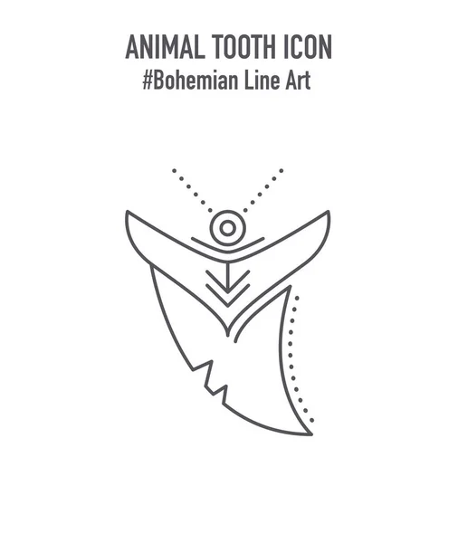 Shark Tooth Bear Claw Pendant Line Art Emblem Animal Tooth — Stockvector
