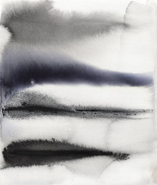 Smoky Black White Striped Watercolor Texture Abstract Wall Art Contemporary — Stockfoto