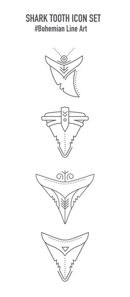 Shark Tooth Line Art Emblem Animal Tooth Bear Claw Outline — Vetor de Stock