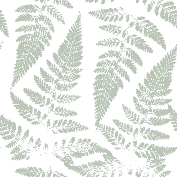 Sage Green Fern Leaves Pale Botanical Seamless Pattern Floral Natural — Image vectorielle