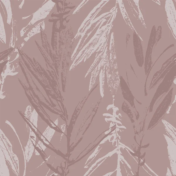 Dusty Pink Powdery Beige Olive Leaves Floral Seamless Pattern Vector — Archivo Imágenes Vectoriales
