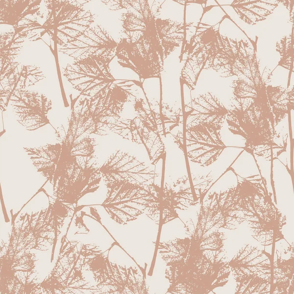 粉状橙色和米黄色的桦树无缝花纹 森林典雅无尽的质感 矢量说明 — 图库矢量图片#