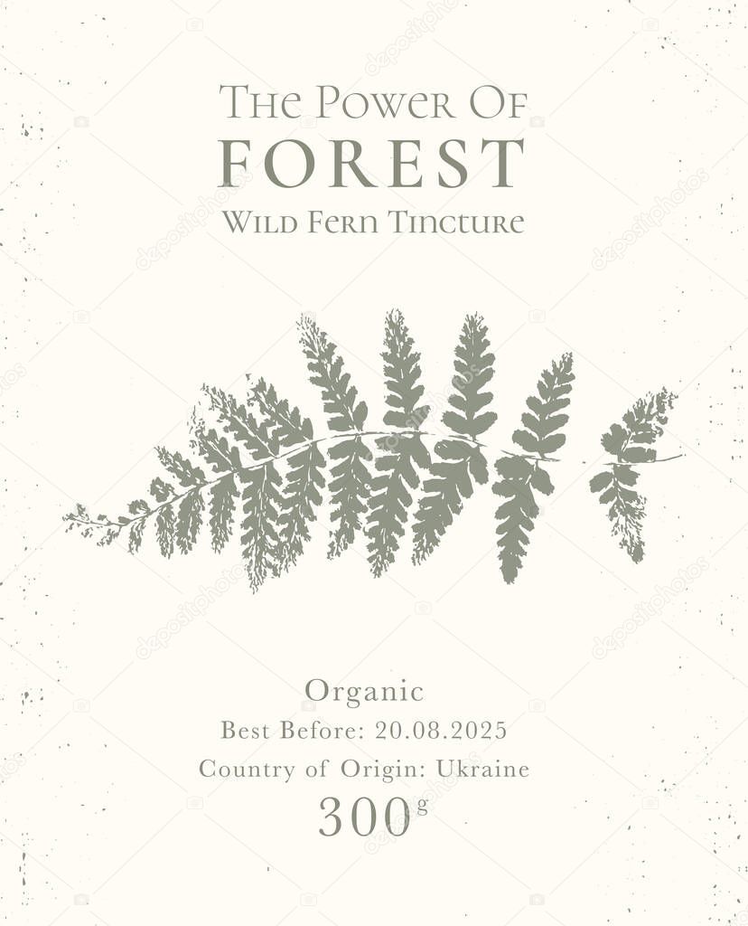 Elegant Label for Natural organic herbal products. Vintage packaging design collection for Cosmetics, Pharmacy, healthy food. Dried leaves, real herbarium. Vector illustration