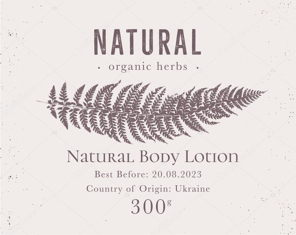 Elegant Label for Natural organic herbal products. Vintage packaging design collection for Cosmetics, Pharmacy, healthy food. Dried leaves, real herbarium. Vector illustration