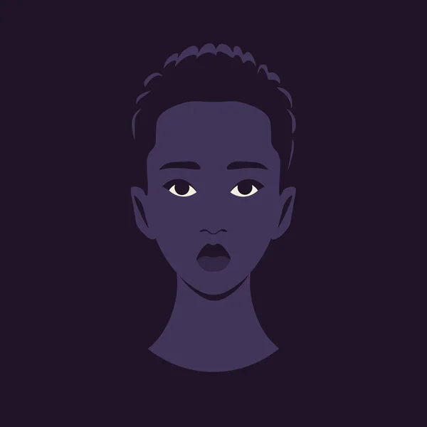 Retrato Adolescente Africano Sobre Fondo Oscuro Fluidez Género Avatar Místico — Vector de stock