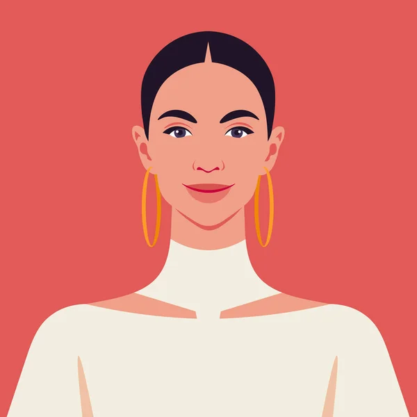 Portrait Une Belle Femme Latino Américaine Avatar Pour Les Médias — Image vectorielle