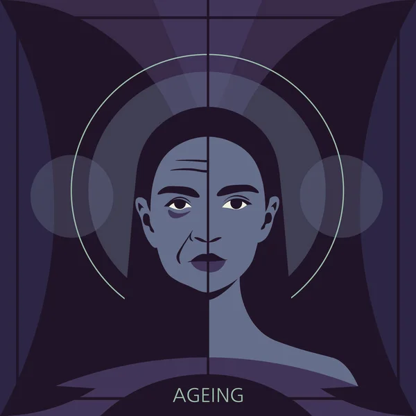 Yenilenmeden Önce Sonra Kadının Yüzü Estetik Ameliyat Yaşlanma Güzellik Tedavisi — Stok Vektör