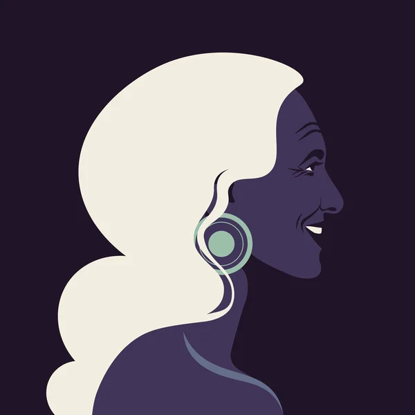 Profil Äldre Latinamerikansk Kvinna Ett Ansikte Lycklig Mormor Sidovy Avatar — Stock vektor
