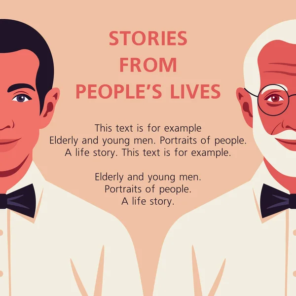 Twarze Młodych Starszych Mężczyzn Proces Starzenia Się Cykle Ludzkiego Życia — Wektor stockowy