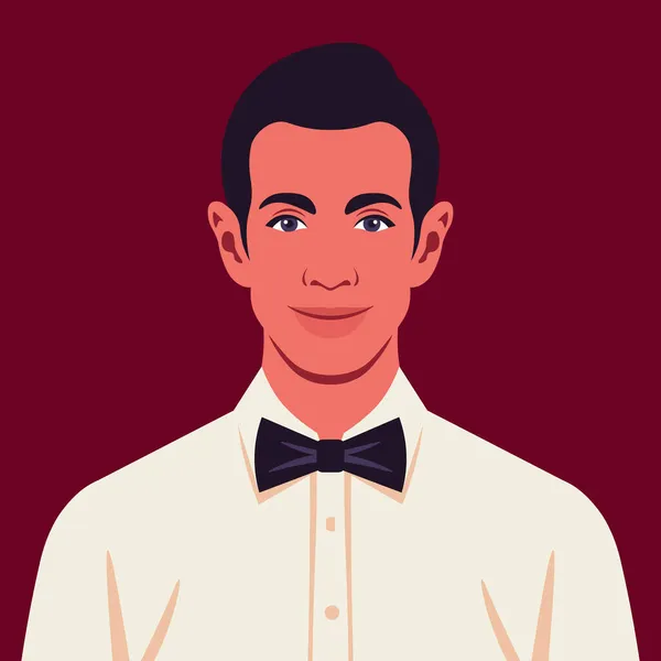 Retrato Joven Latinoamericano Con Corbata Avatar Elegante Hombre Negocios Para — Vector de stock