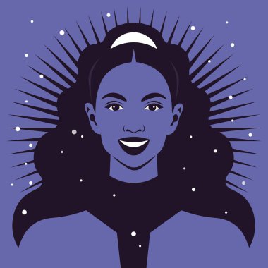 Portrait of a happy African woman. Avatar of face for social media. Diversity. Vector illustration in flat style.