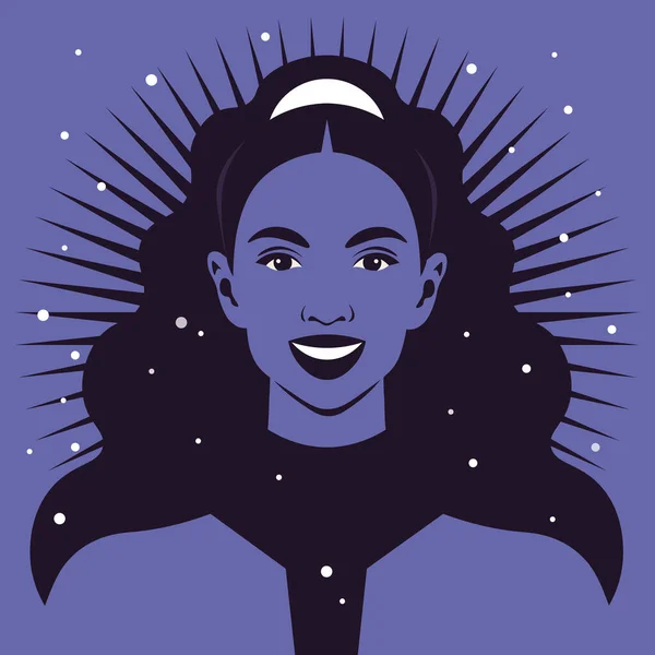 Retrato Una Mujer Africana Feliz Avatar Cara Para Redes Sociales — Vector de stock