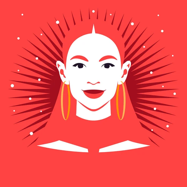 Portrait Happy Redheaded Woman Avatar Face Social Media Diversity Vector — Stock Vector