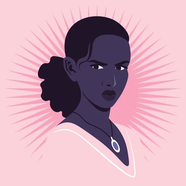 Porträtt Arg Afrikansk Kvinna Halvtur Mångfald Avatar För Sociala Medier — Stock vektor