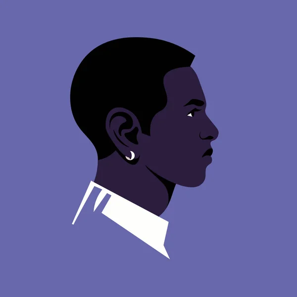 Retrato Joven Africano Perfil Diversidad Cara Humano Vista Lateral Avatar — Vector de stock