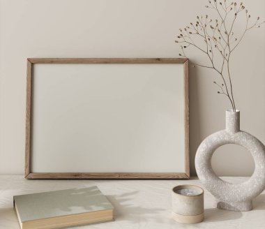 Çerçeveyi ev içi arka plan, Boho biçimi, 3d biçiminde kapat