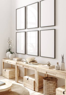 Çiftlik evinin iç tarafındaki çerçeve 3D.