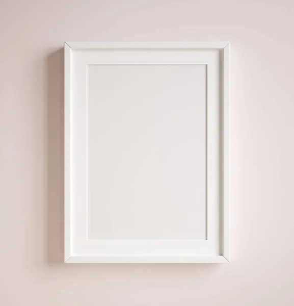 Mockup Poster Frame Close Wall Painted Pastel Pink Color Render — Stock Photo, Image