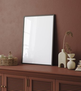 Çiftlik evinin iç tarafındaki çerçeve 3D.