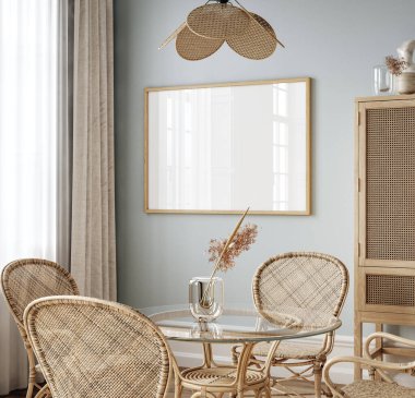 Ev modeli, rahat modern mutfak iç mimarisi, 3D tasarım.