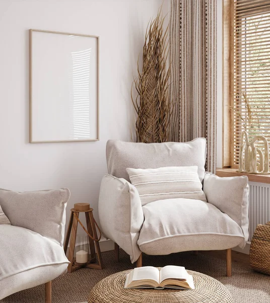 Home Interior Mockup Living Room Pastel Colors Render — Stockfoto