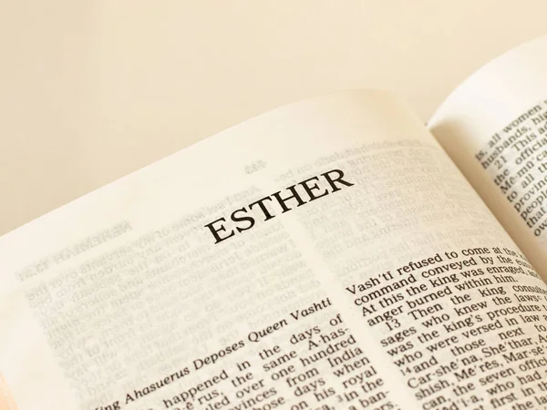 Esther Bible Open Book Old Testament Scripture Studying Word God — Stockfoto