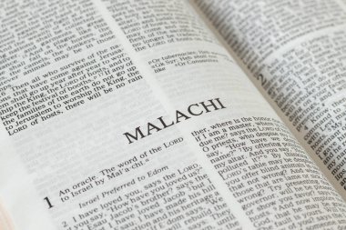 Malachi yakın plan İncil 'i aç. Eski Ahit Kutsal Kehaneti. Tanrı 'nın sözlerini inceliyorum. İncil 'deki inanç, umut ve güven kavramı.